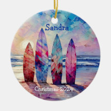 Surfboards Personalised Christmas Ornaments