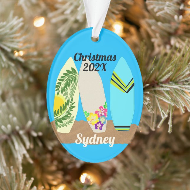 Surfboards Personalised Photo Template Christmas Ornament (Tree)