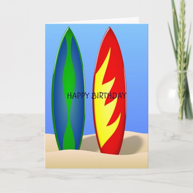 Surfboards retro surf Birthday Card (Front)