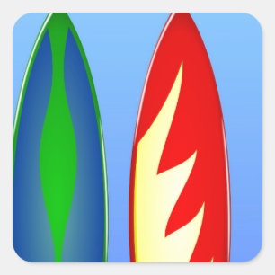 Surfboards retro surf square sticker