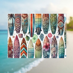 Surfboards Watercolor Postcard