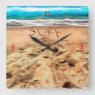 Surfdudes, Square Wall Clock