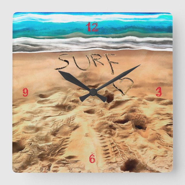 Surfdudes, Square Wall Clock (Front)