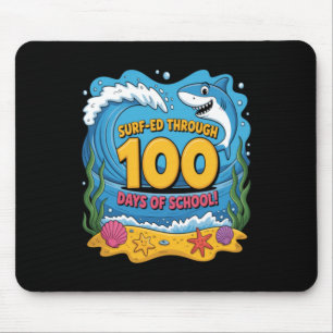 Surfed Through 100 Days Of School Funny Shark Mouse Mat
