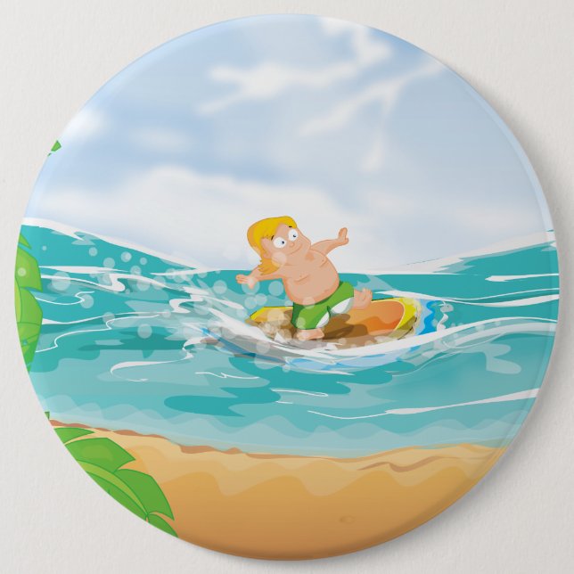 Surfer 6 Cm Round Badge (Front)