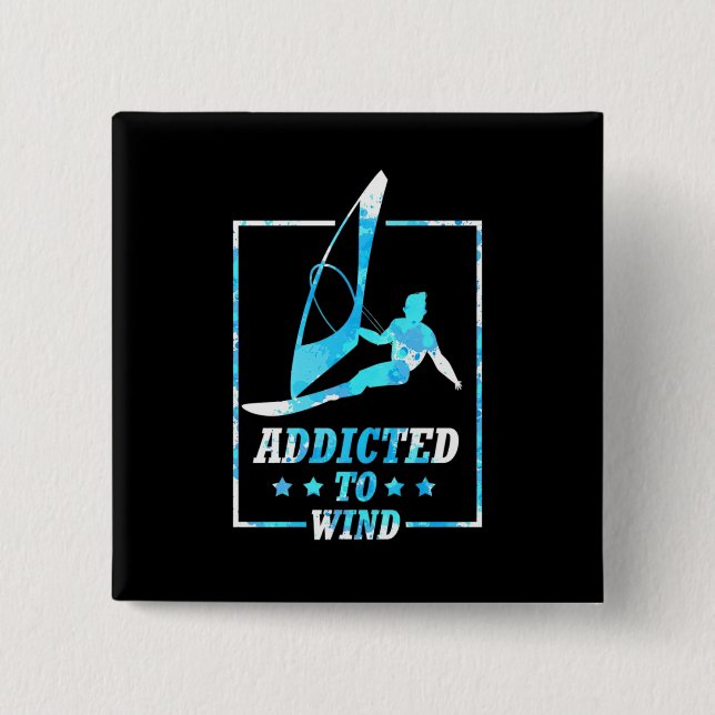 Surfer Addicted To Wind 15 Cm Square Badge (Front)