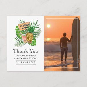Surfer Adventure Graduation Thank You Photo Postcard