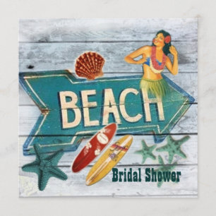 Surfer Aloha Hula Girl hawaii beach bridal shower Invitation