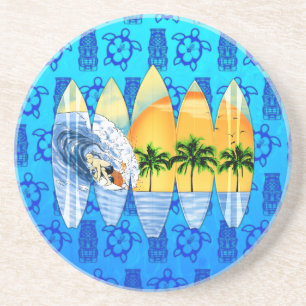 Surfer And Surfboards Coaster