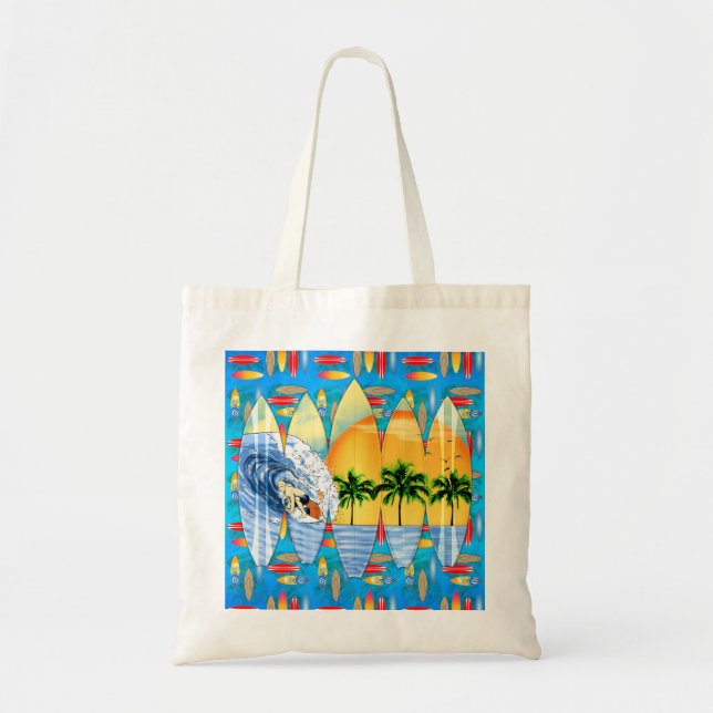 Surfer And Surfboards Tote Bag (Front)