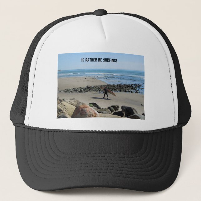 Surfer at Rincon Beach, Ventura, CA Trucker Hat (Front)