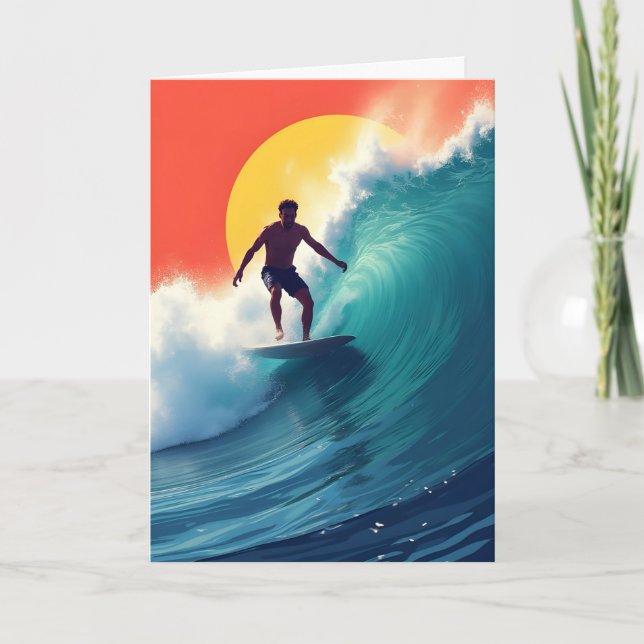Surfer at Sunset Father's Day Card (Front)