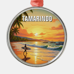 Surfer at Tamarindo Costa Rica Metal Tree Decoration
