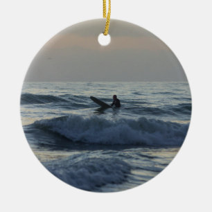 Surfer Awaits Ceramic Tree Decoration