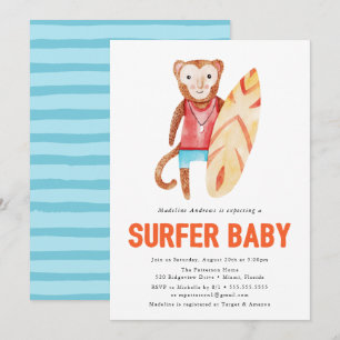 Surfer Baby Baby Shower Invitation
