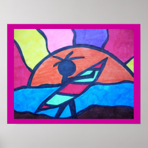 Surfer Beach Sunset Poster