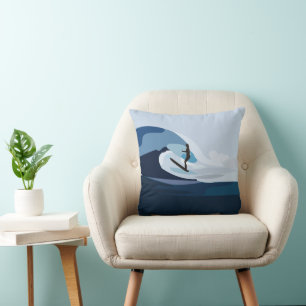 Surfer Beach Surfing  Cushion
