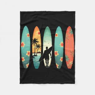 Surfer Beach Surfing Hawaiian Surfboarder Funny Su Fleece Blanket
