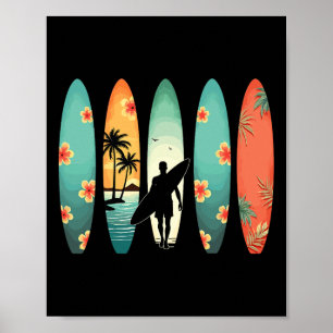 Surfer Beach Surfing Hawaiian Surfboarder Funny Su Poster
