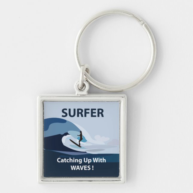 Surfer Beach Surfing  Key Ring (Front)