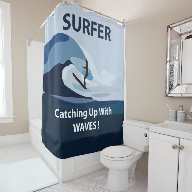 Surfer Beach Surfing  Shower Curtain (In Situ)