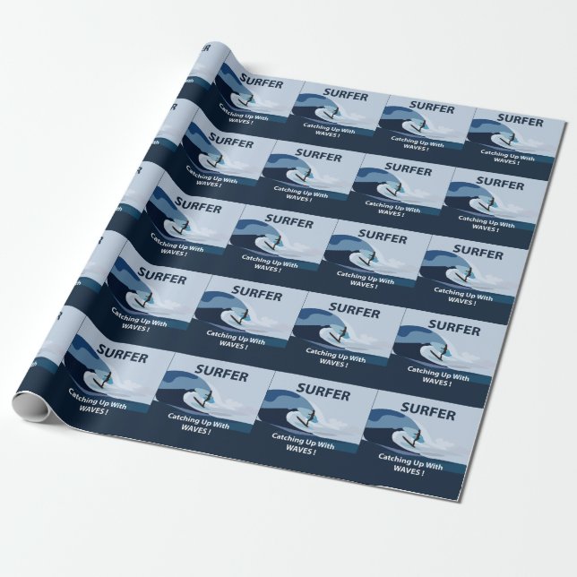 Surfer Beach Surfing Wrapping Paper (Unrolled)