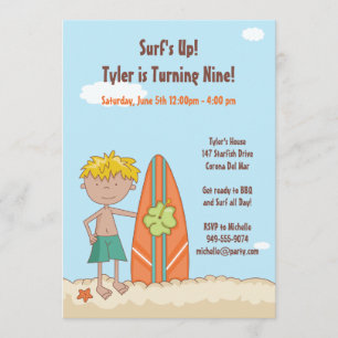 Surfer Birthday Party Invitation