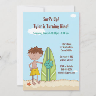Surfer Birthday Party Invitation