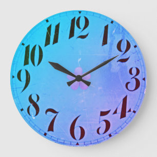 Surfer Blue Lavender Flower Large Clock