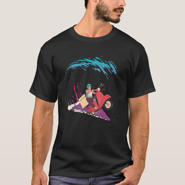 Surfer Boy Surfing Pizza Matching Cute Pizza Deliv T-Shirt (Front)
