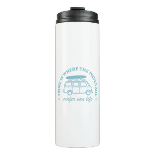 Surfer camper van life road trip surfing quotes thermal tumbler
