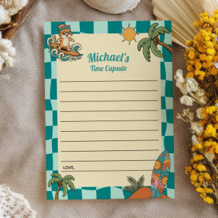 Surfer Cat Summer 1st Birthday Time Capsule Cards