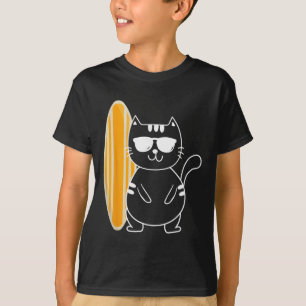 Surfer Cat - Surfing Surfboard Beach Ocean Waves S T-Shirt