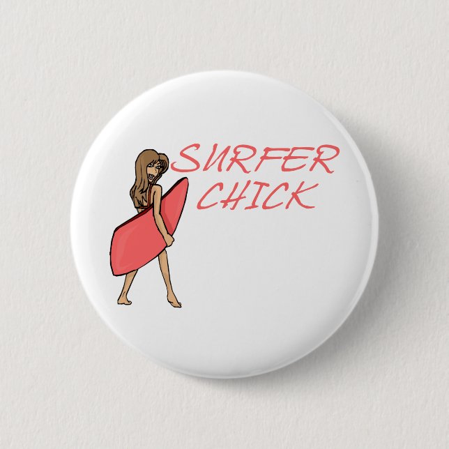 Surfer Chick 6 Cm Round Badge (Front)