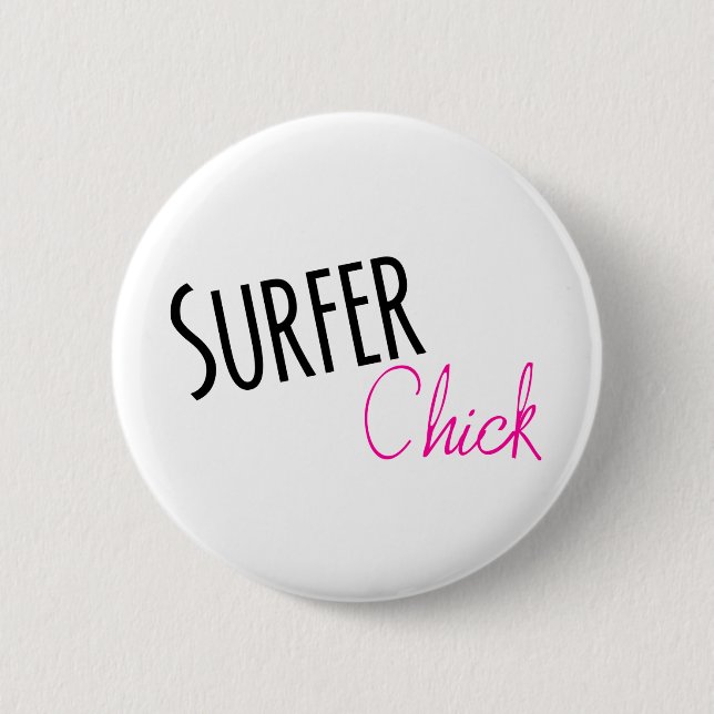 Surfer Chick 6 Cm Round Badge (Front)