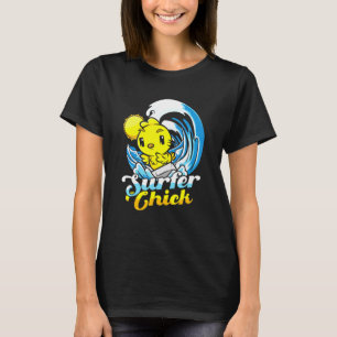 Surfer Chick Chicken Hen Wave Surfer Beach Surfing T-Shirt