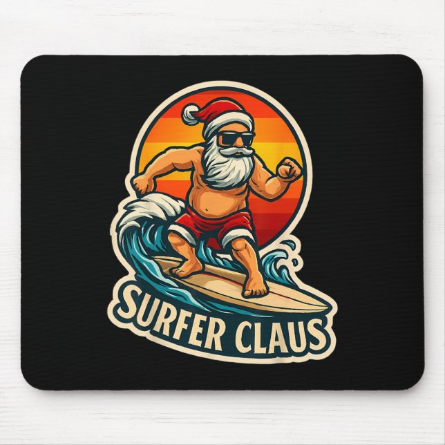 Surfer Claus Funny Santa Surf Instructor Surfing C Mouse Mat (Front)