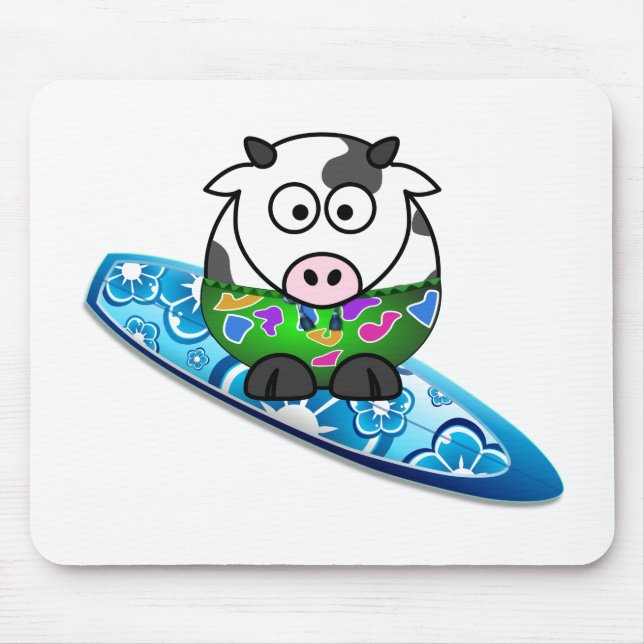 Surfer Cow Mouse Mat (Front)