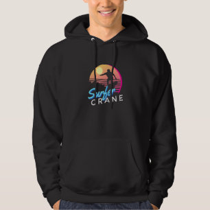 Surfer Crane Vintage Summer Vintage Style Summer Hoodie