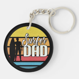 Surfer Dad Father's Day Tropical Art   Keychain