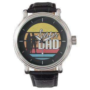 Surfer Dad Father's Day Tropical Art Men's Watch