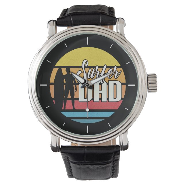 Surfer Dad Father's Day Tropical Art | Men's Watch (Front)