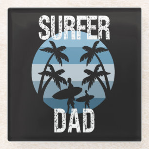 Surfer Dad Glass Coaster