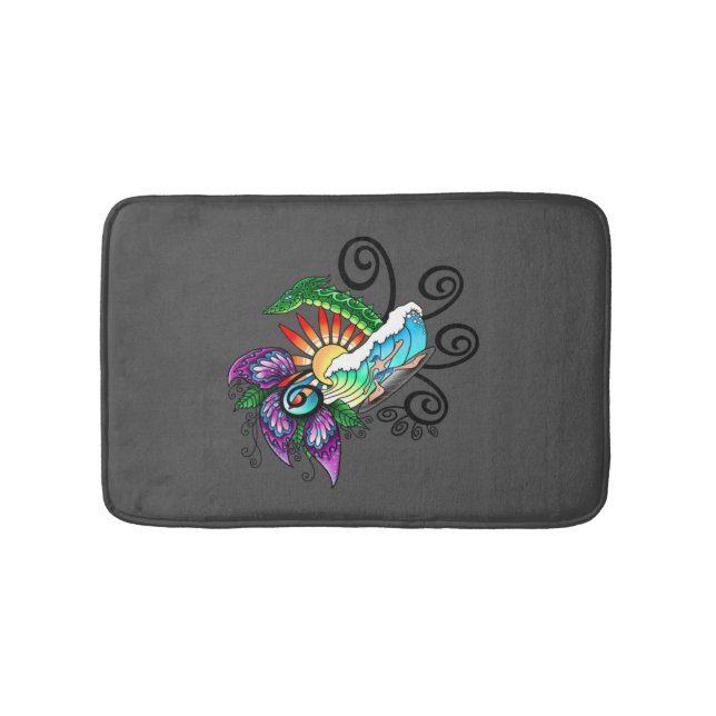 Surfer Dude Cartoon Bath Mat (Front)
