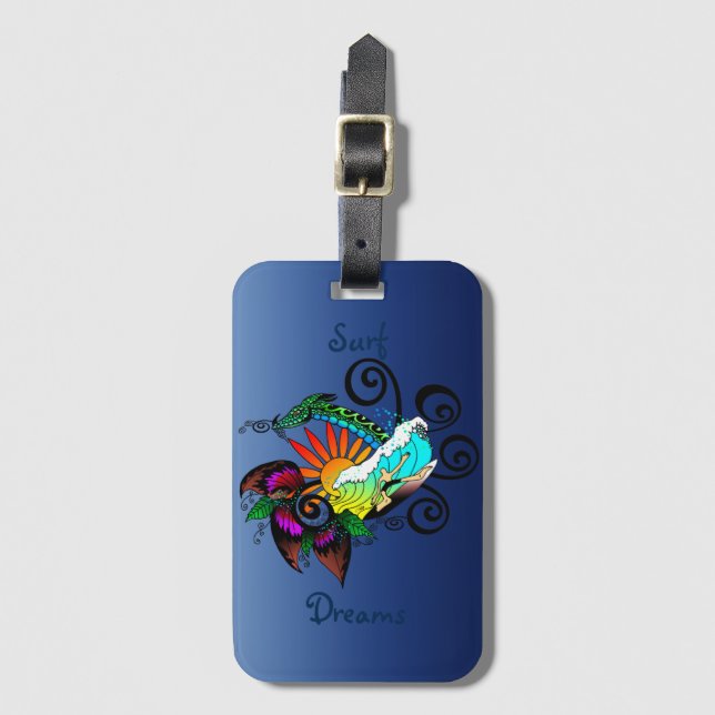 Surfer Dude Cartoon Luggage Tag (Front Vertical)