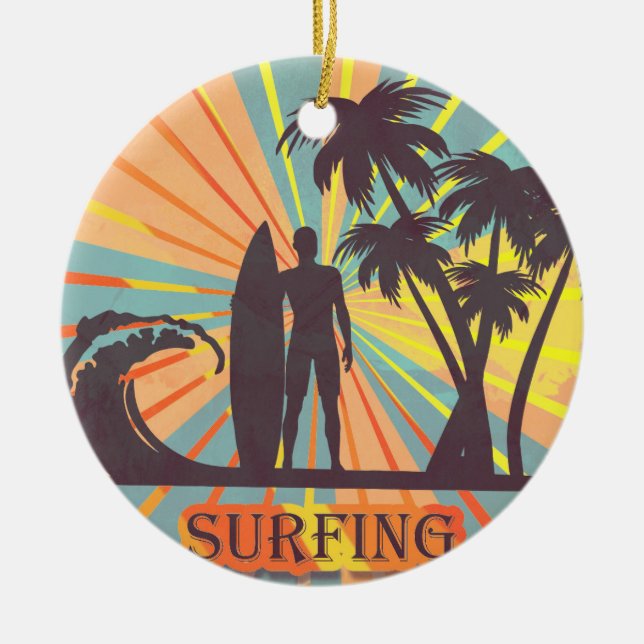 Surfer Dude Ceramic Ornament (Front)
