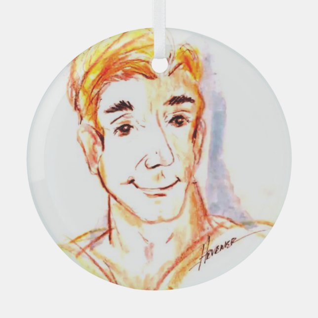 Surfer Dude Glass Tree Decoration (Front)