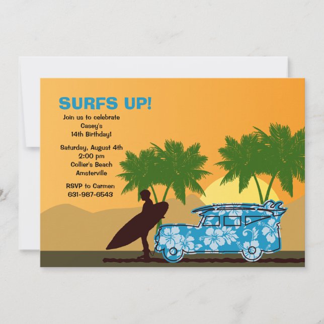 Surfer Dude Invitation (Front)