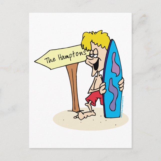 Surfer Dude The Hamptons Postcard (Front)