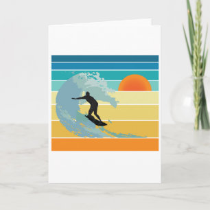 Surfer Dude Vintage Sunset Card
